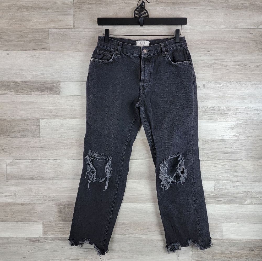 We The Free Maggie Mid Rise Straight Washed Black Distressed Jean Women's 26 - Picture 13 of 16